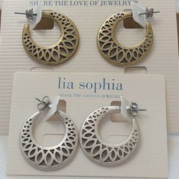 Lia Sophia Bronze Gold Filigree Hoop Earrings - Picture 2 of 3
